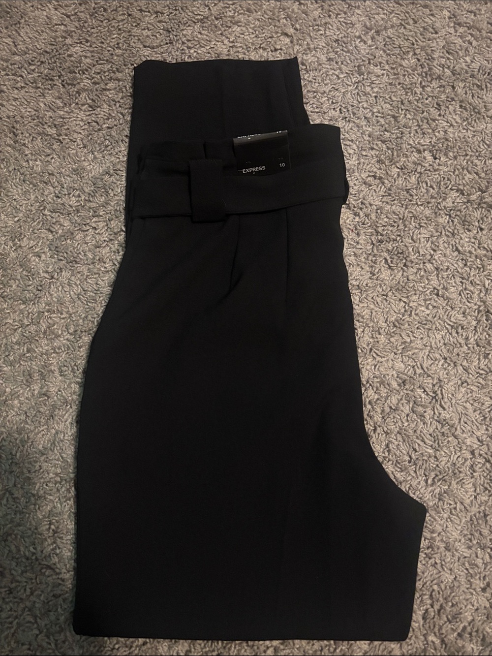 Express Black Paperbag Waist Trousers - Picture 6 of 7